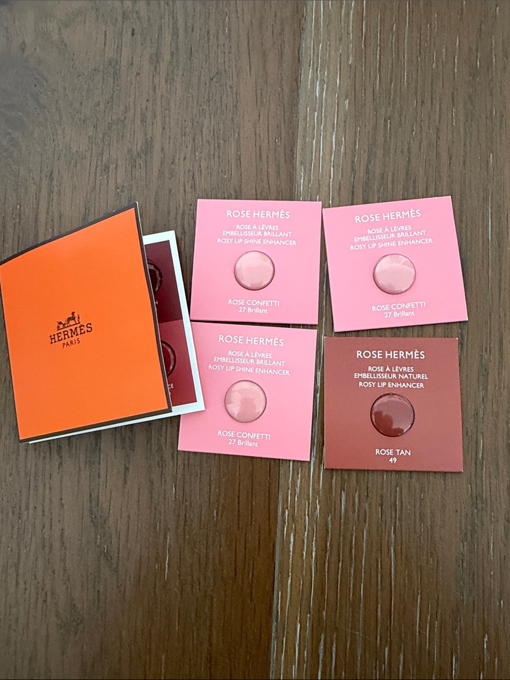 Hermes Rose Lip Shine Enhancer Samples - Pink & Tan